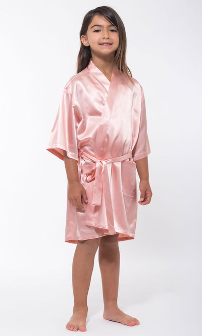 Pink Satin Kimono Kid's Robe