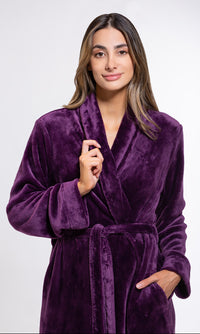 Super Soft Purple Lightweight Plush Shawl Short Women's Robe