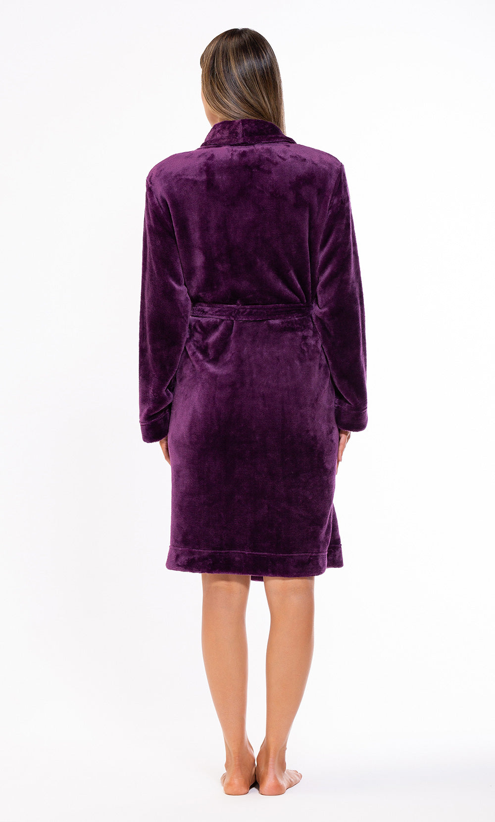 Super Soft Purple Lightweight Plush Shawl Short Women's Robe