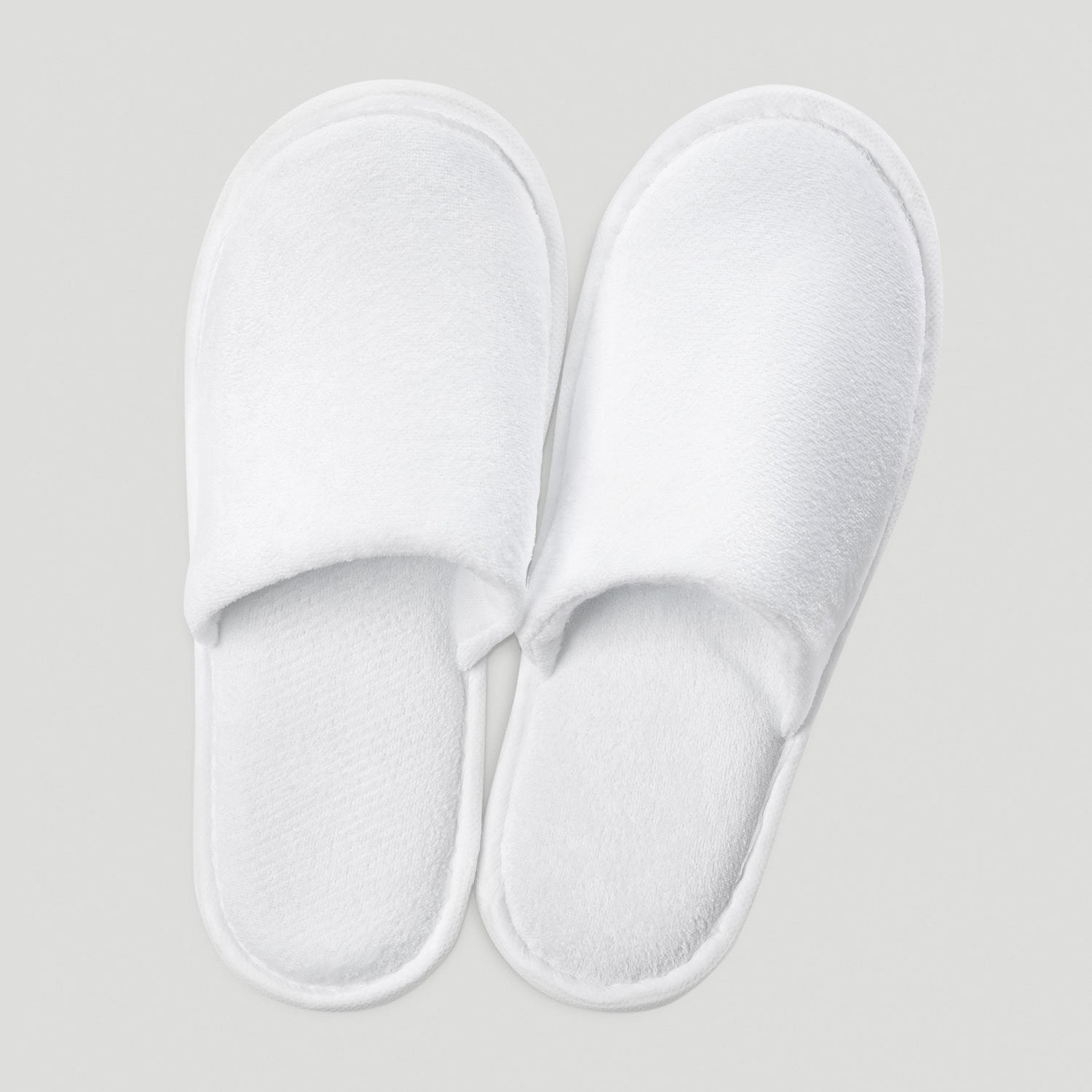 White Closed Toe Adult Velour Slippers  - Single pack