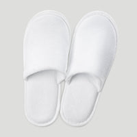 White Closed Toe Adult Velour Slippers  - Single pack