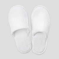 White Closed Toe Adult Velour Slippers  - Single pack